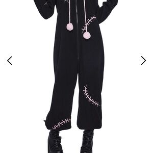 Dolls Kill trickz and treats Black and Pink dead bunny Onesie
